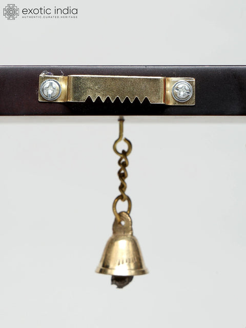 9" Wood Framed Superfine Radha - Krishna in Brass | Wall Hanging