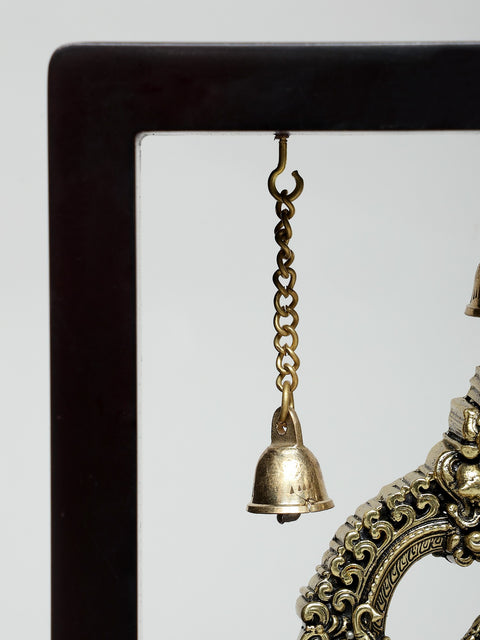 9" Wood Framed Superfine Tirupati Balaji (Venkateshvara) Statue in Brass | Wall Hanging