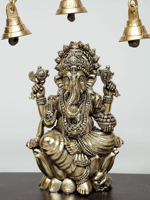 10" Superfine Lakshmi Ganesha Saraswati | Wood Framed Brass Sculptures | Wall Hanging