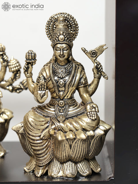 17" Wood Framed Superfine Ashtalakshmi Statues in Brass | Wall Hanging