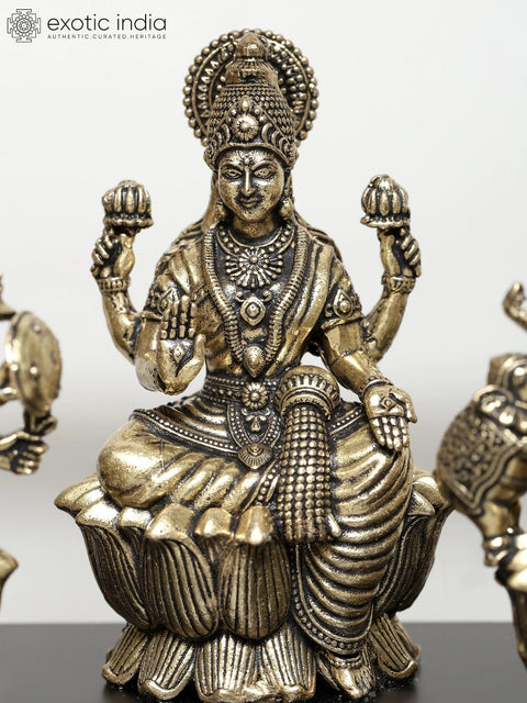 17" Wood Framed Superfine Ashtalakshmi Statues in Brass | Wall Hanging