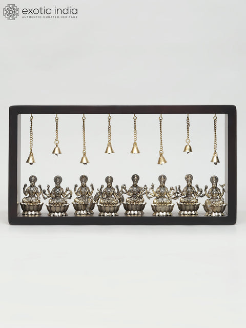 17" Wood Framed Superfine Ashtalakshmi Statues in Brass | Wall Hanging