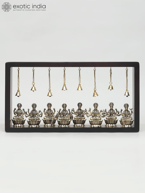 17" Brass Ashtalakshmi Wall Hanging Statue with Wood Frame
