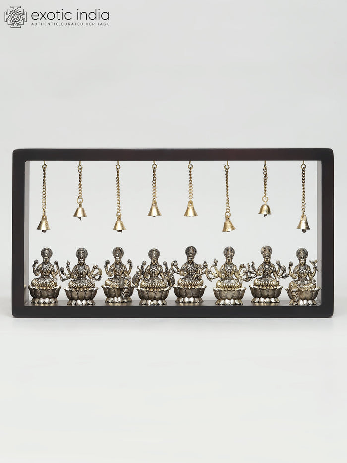 17" Brass Ashtalakshmi Wall Hanging Statue with Wood Frame