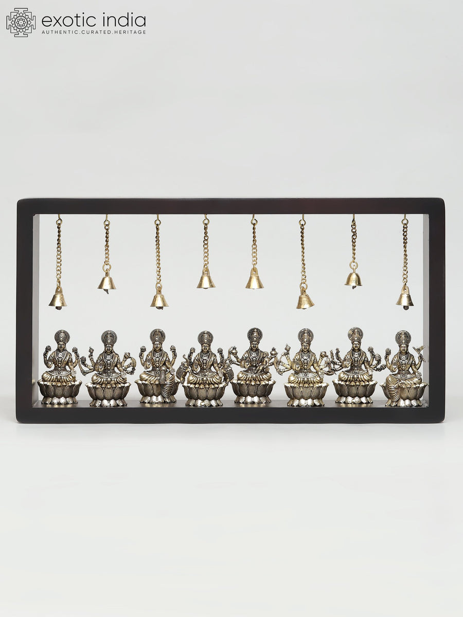 17" Brass Ashtalakshmi Wall Hanging Statue with Wood Frame