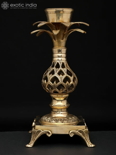12" Brass Tree Design Candle Holder