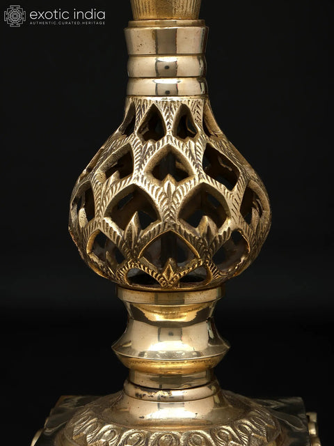 12" Brass Tree Design Candle Holder
