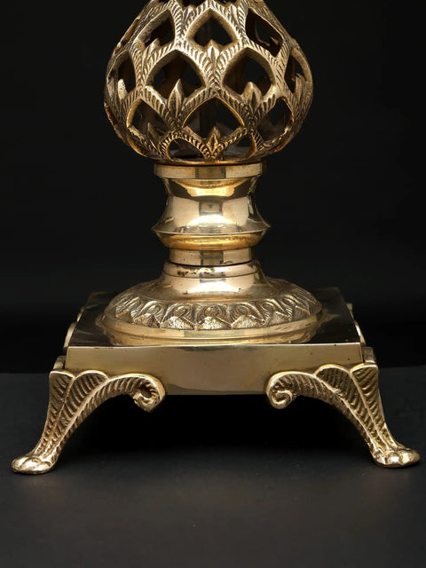 12" Brass Tree Design Candle Holder