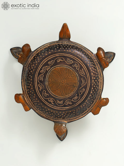 7" Tortoise Design Brass Pedestal (Chowki)