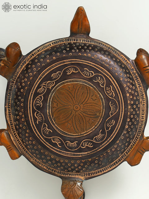 7" Tortoise Design Brass Pedestal (Chowki)