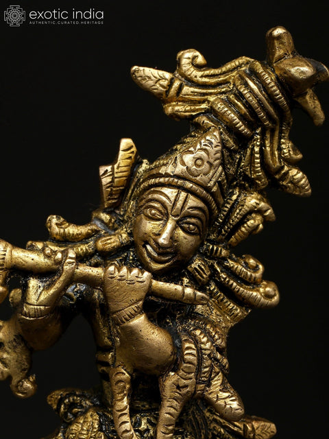 5" Small Fluting Lord Krishna | Brass Statue