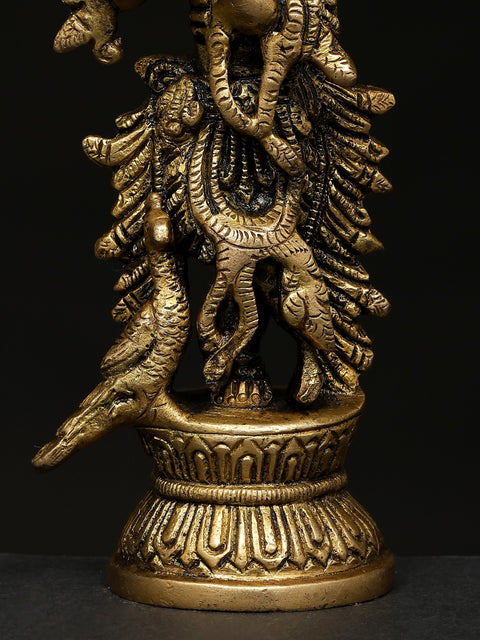 5" Small Fluting Lord Krishna | Brass Statue