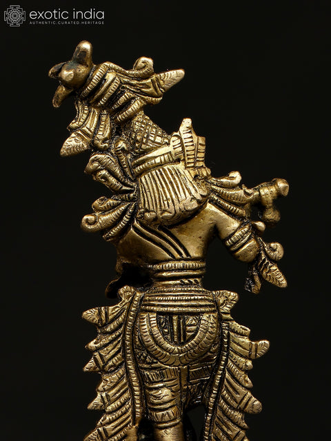 5" Small Fluting Lord Krishna | Brass Statue