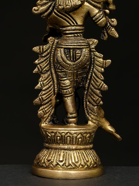 5" Small Fluting Lord Krishna | Brass Statue
