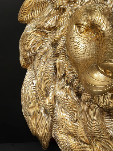 36" Large Brass Lion Face Wall Hanging | Home Decor