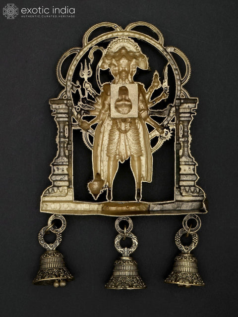7" Superfine Standing Panchamukhi Hanuman with Bells | Wall Hanging Brass Statue