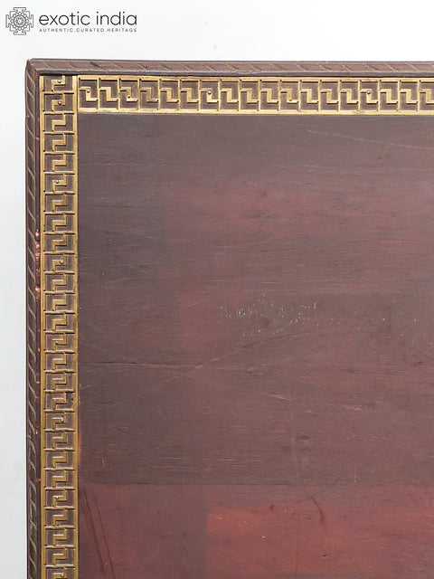40" Large Size Wood Pedestal (Chowki) with Brass Legs