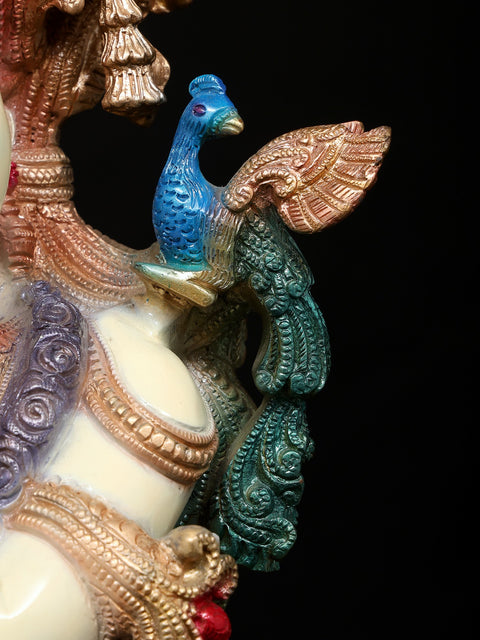 26" Standing Colorful Radha Krishna | Brass Statues