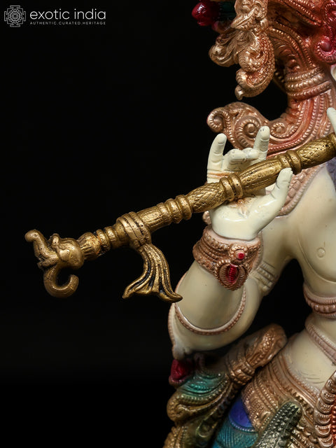 26" Standing Colorful Radha Krishna | Brass Statues