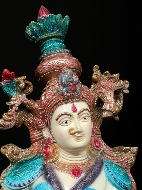 26" Standing Colorful Radha Krishna | Brass Statues