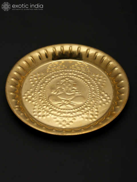8" Lod Ganesha Ritual Plate in Brass