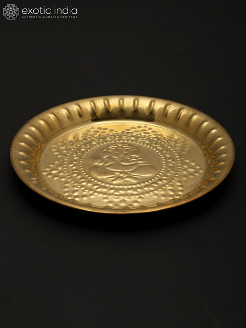 8" Lod Ganesha Ritual Plate in Brass