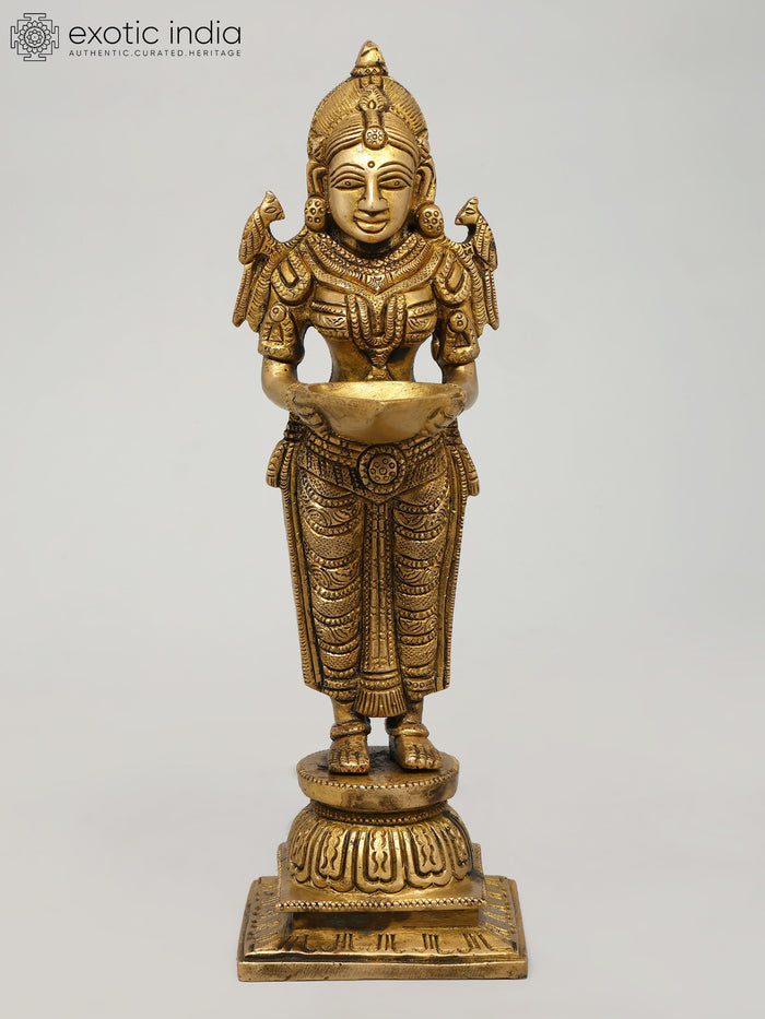 11" Standing Lakshmi Brass Statue for Home Pooja