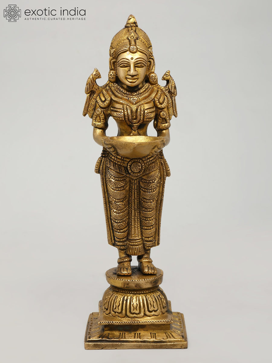 11" Standing Lakshmi Brass Statue for Home Pooja