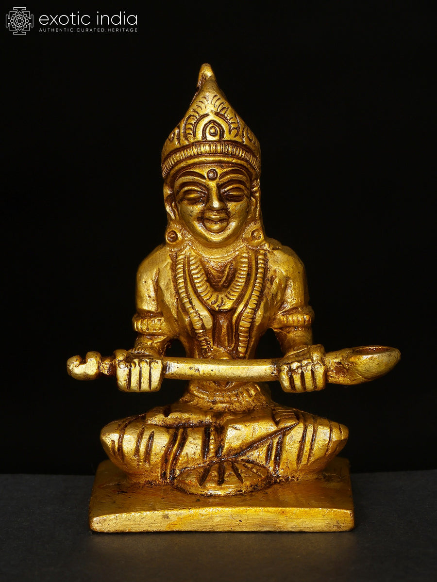3" Goddess Annapurna Brass Statue for Home Pooja