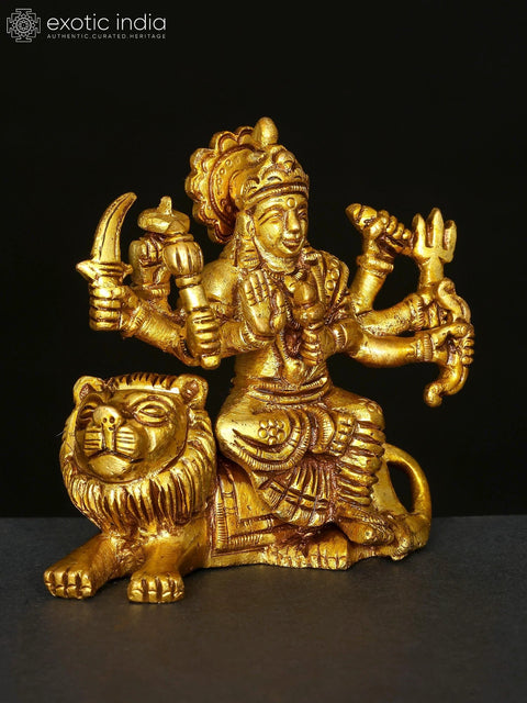 3" Small Goddess Durga (Sherawali Maa) | Brass Statue