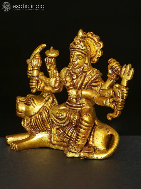 3" Small Goddess Durga (Sherawali Maa) | Brass Statue