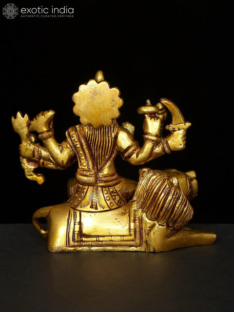 3" Small Goddess Durga (Sherawali Maa) | Brass Statue