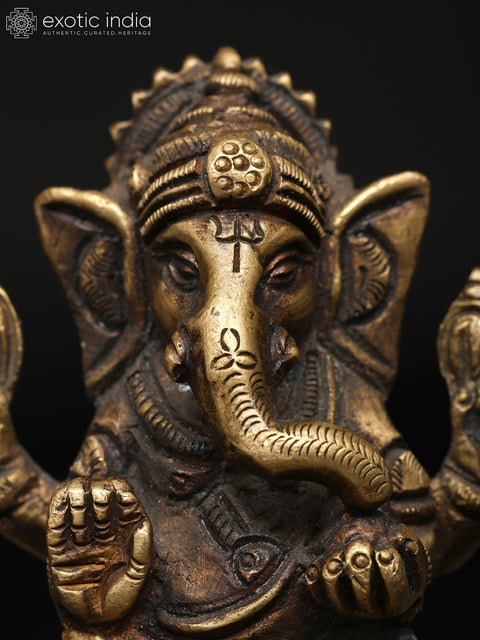 3" Small Blessing Ganesha | Brass Statue