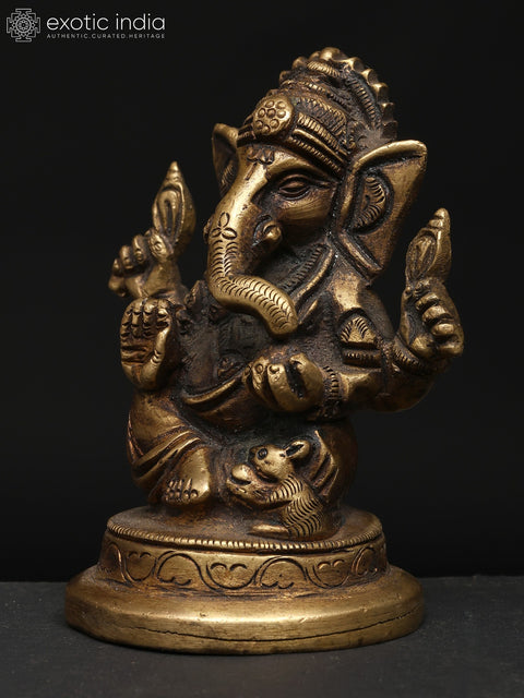 3" Small Blessing Ganesha | Brass Statue