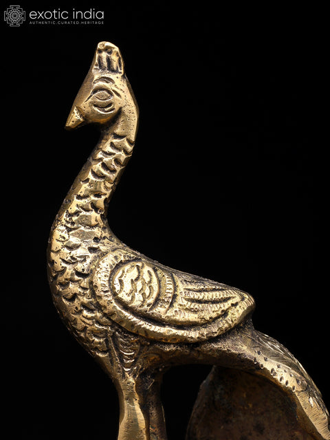 8" Beautiful Peacock with Diya | Brass Statue