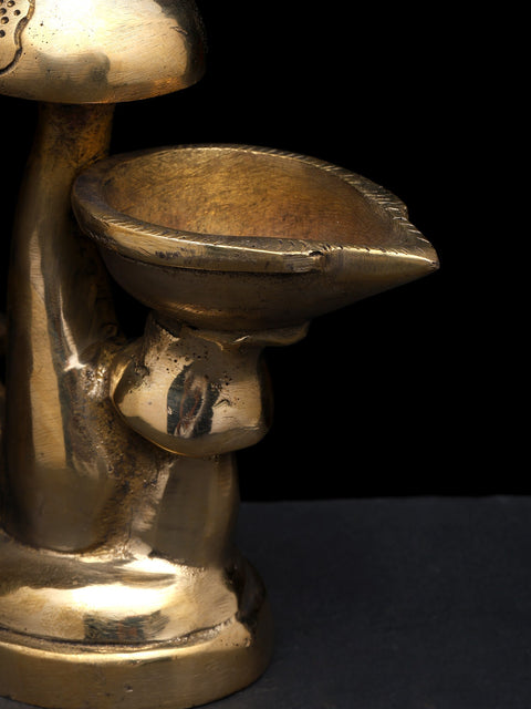 8" Beautiful Peacock with Diya | Brass Statue