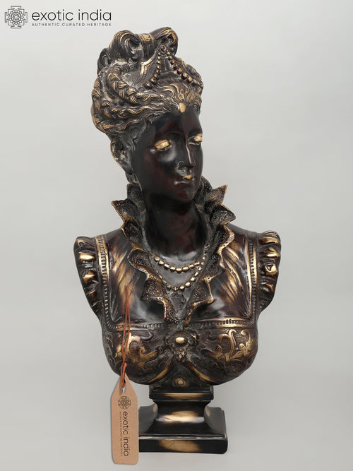 26" French Lady Brass Bust Sculpture for Home Decor