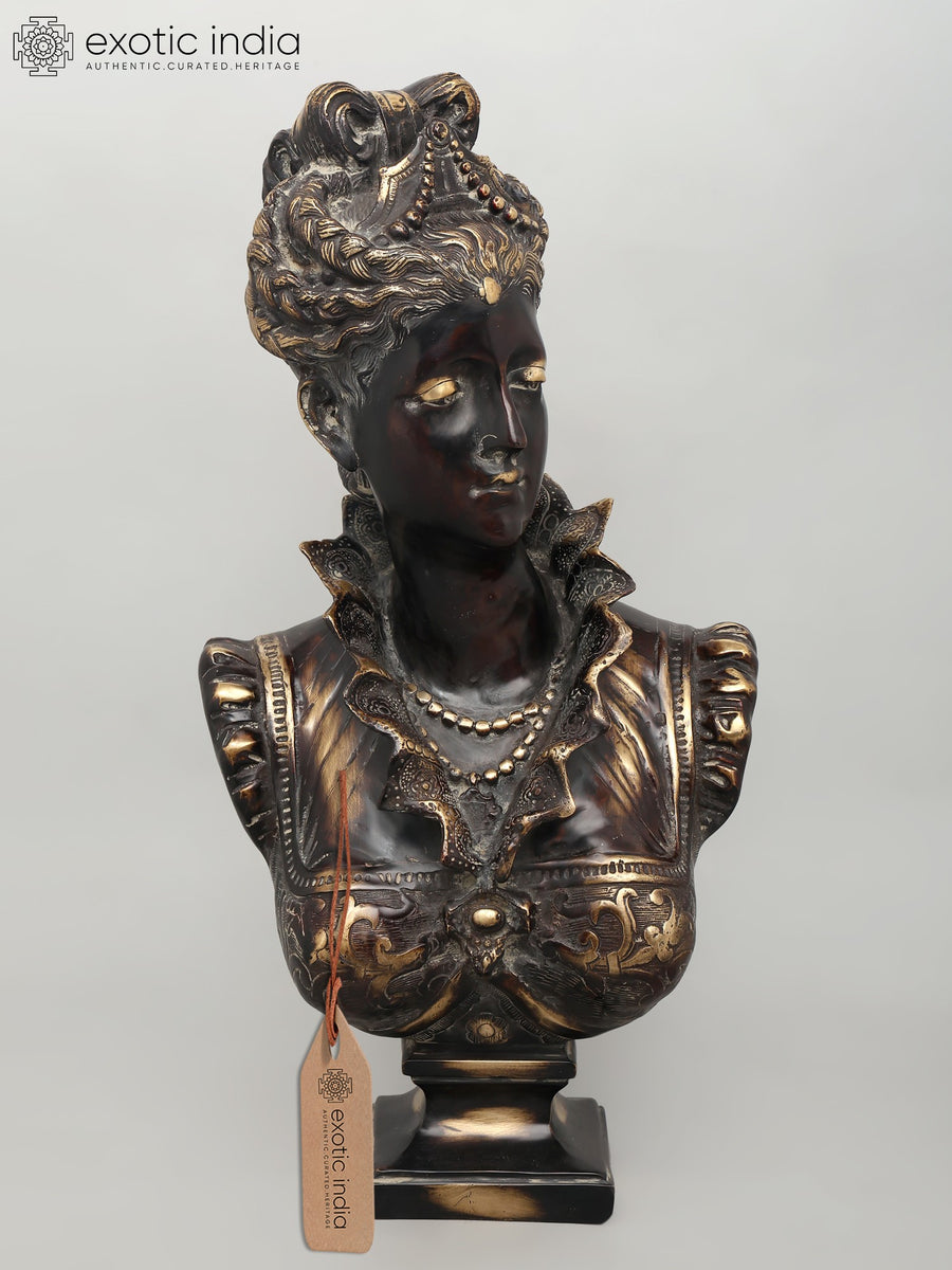 26" French Lady Brass Bust Sculpture for Home Decor