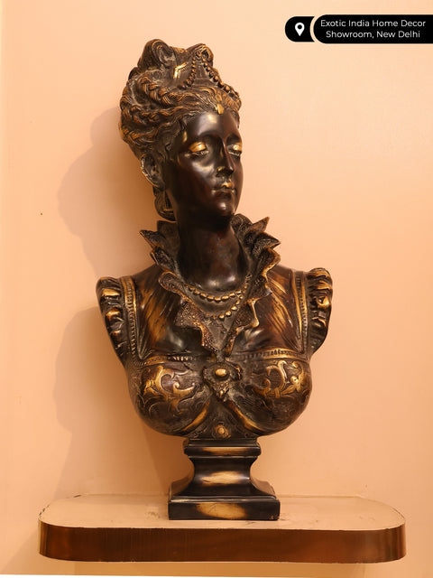 26" French Lady Bust | Brass Sculpture | Home Decor