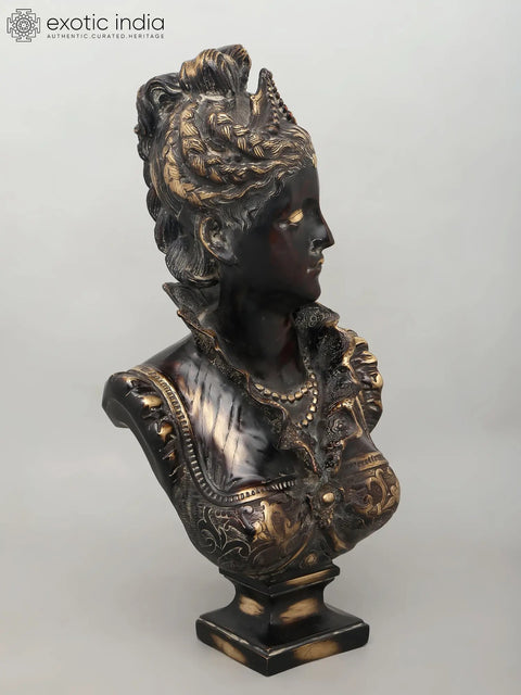 26" French Lady Bust | Brass Sculpture | Home Decor