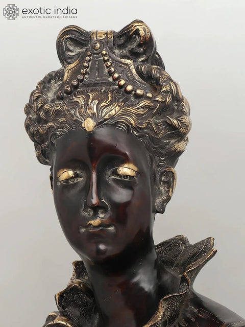 26" French Lady Bust | Brass Sculpture | Home Decor