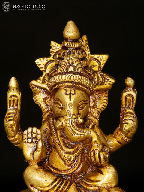 3" Small Blessing Lord Ganesha | Brass Statue