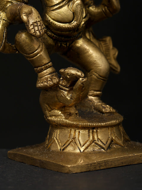 4" Small Dancing Lord Ganesha | Brass Statue