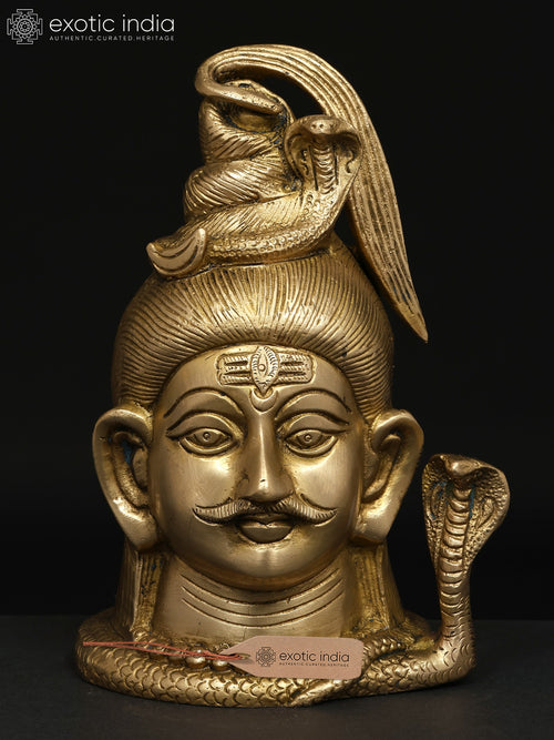 7" Brass Lord Shiva Head Statue Handmade