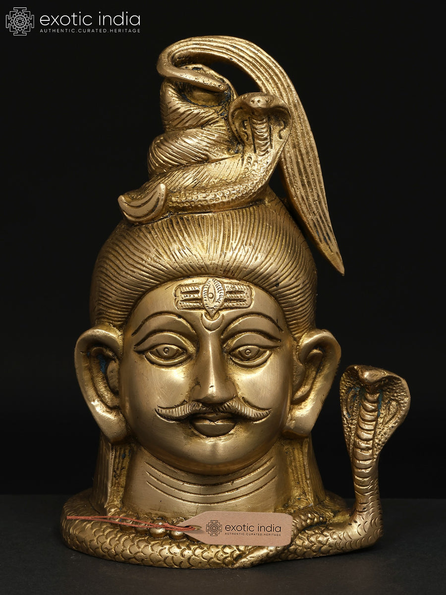 7" Brass Lord Shiva Head Statue Handmade
