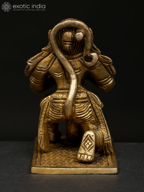 3" Small Sitting Namaskar Hanuman | Brass Statue