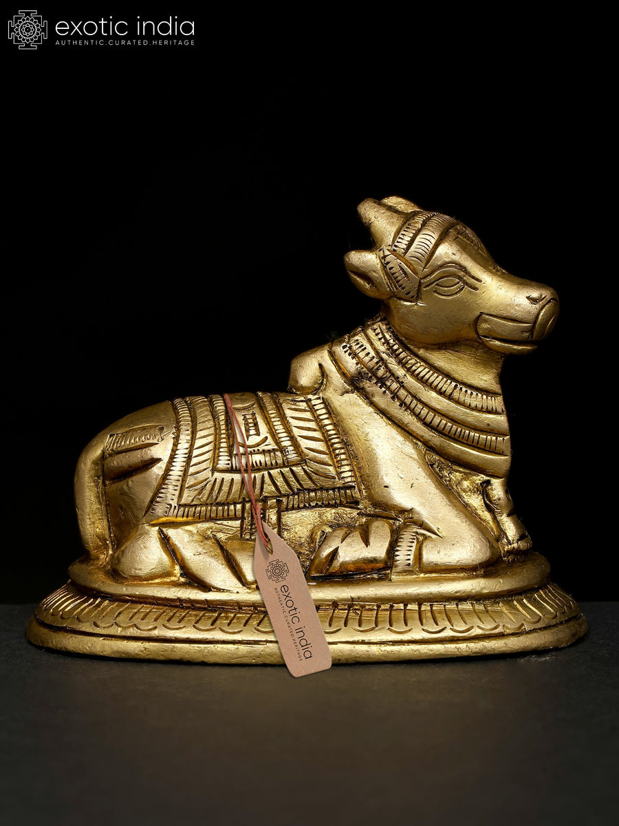 3" Small Nandi Brass Statue Handmade Home Decor