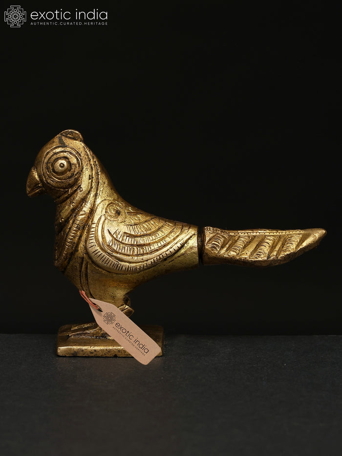 3" Small Brass Parrot Statue for Home Decor