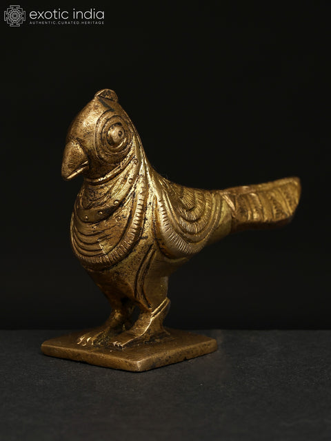 3" Small Brass Parrot Figurine | Table Decor