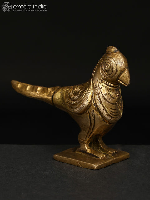 3" Small Brass Parrot Figurine | Table Decor